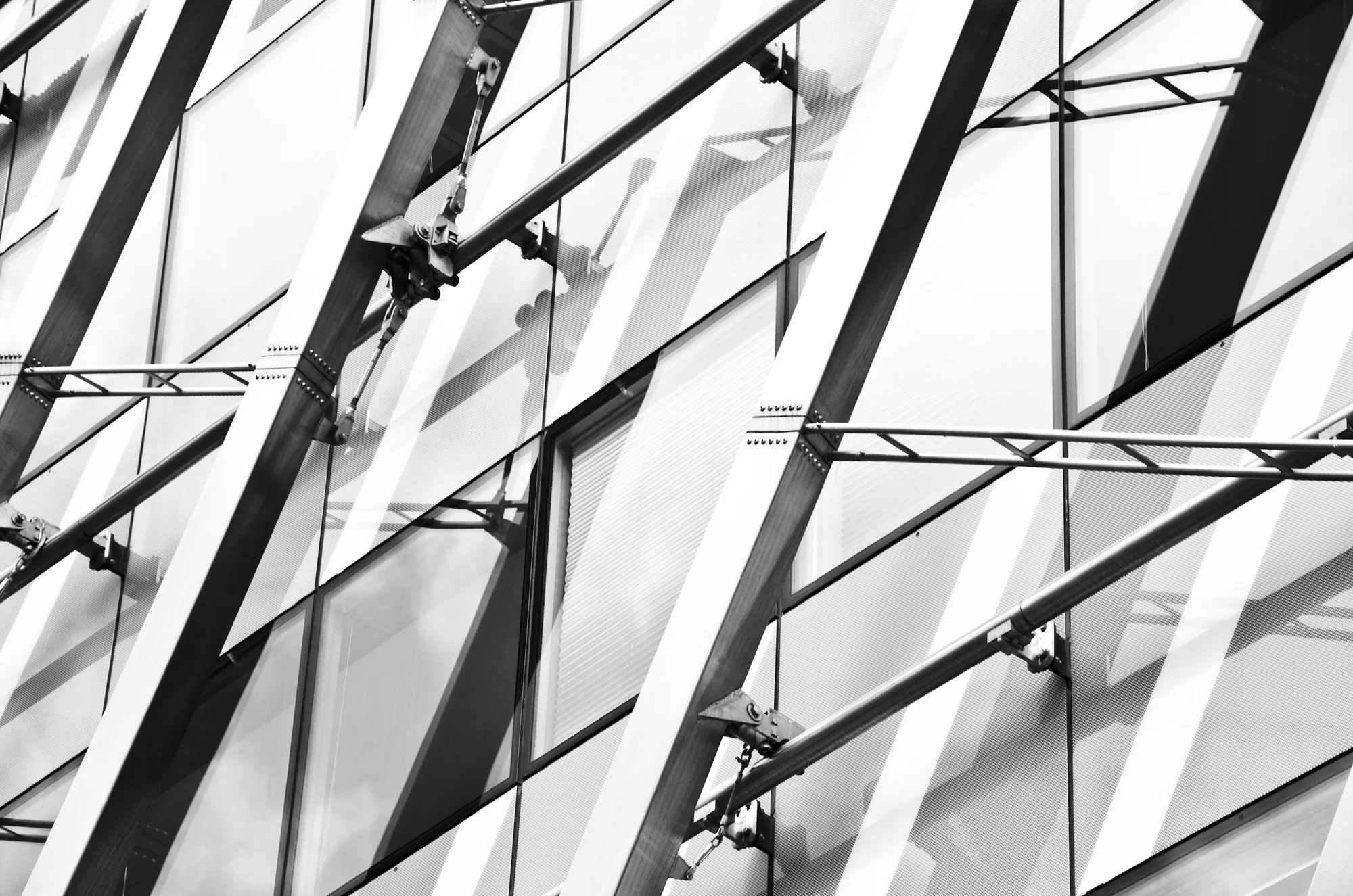 Steel and glass facade in Prague.